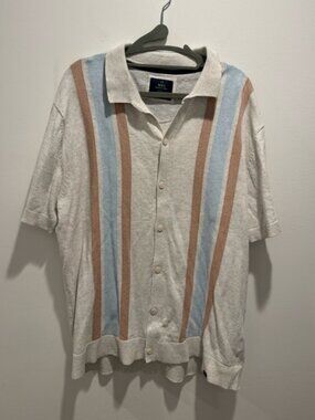 MBX Premium Striped Short Sleeve Button-Up Shirt XL